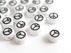 Commander 20 perles peace and love noir et blanc