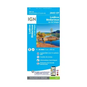 IGN Lodève / Bédarieux-Lac De Salagou - Carte topographique | Hardloop
