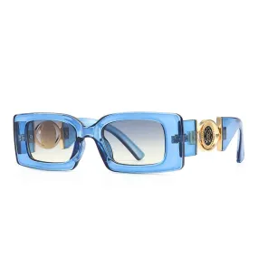 Lunettes de soleil luxe rectangulaires Vintage bleues • Vintage Univers