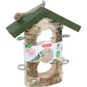 Support 2 boules de graisse en bois massif pour oiseaux