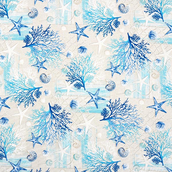 Tissu de décoration Canvas Collage marin – bleu/turquoise